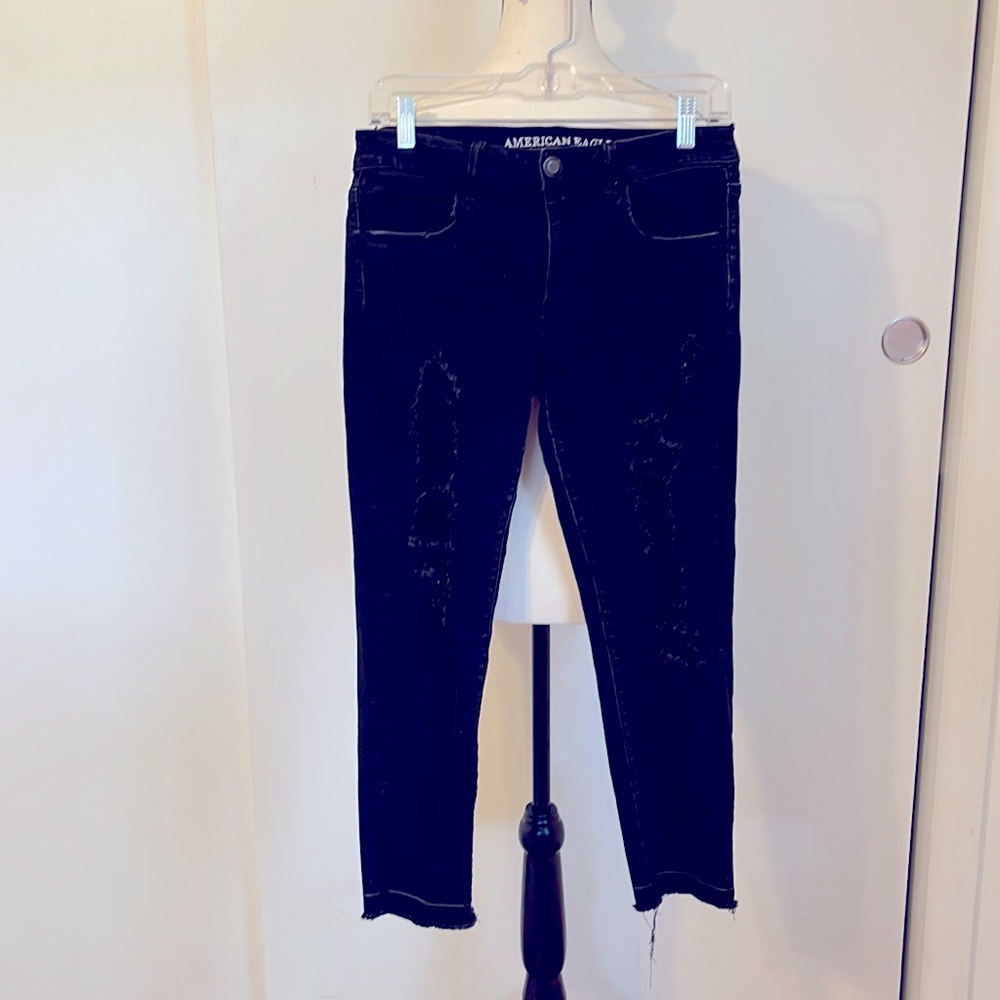 American Eagle Outfitters Size 8 Black Super Stretch Jegging Crop
